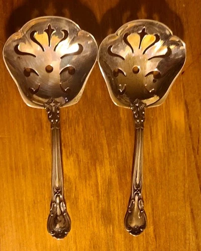 Pair Sterling Silver Gorham Decorative Nut Spoons👑➡️Under Spot⬅️