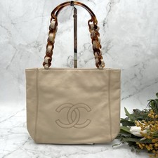 CHANEL Vintage Classic Plastic Chain Totebag Shoulder Bag *Rank B*