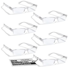 Boost Eyewear 6 Pack Reading Glasses, Clear Half 6 Count Pack of 1 ,