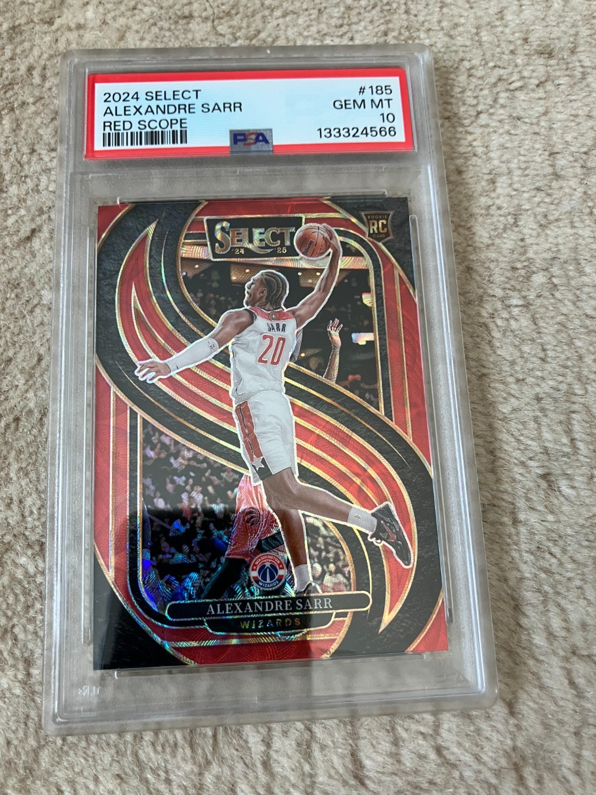 2024-25 Select - Premier Alexandre Sarr #185 Red Scope Prizm /249 (RC) PSA 10