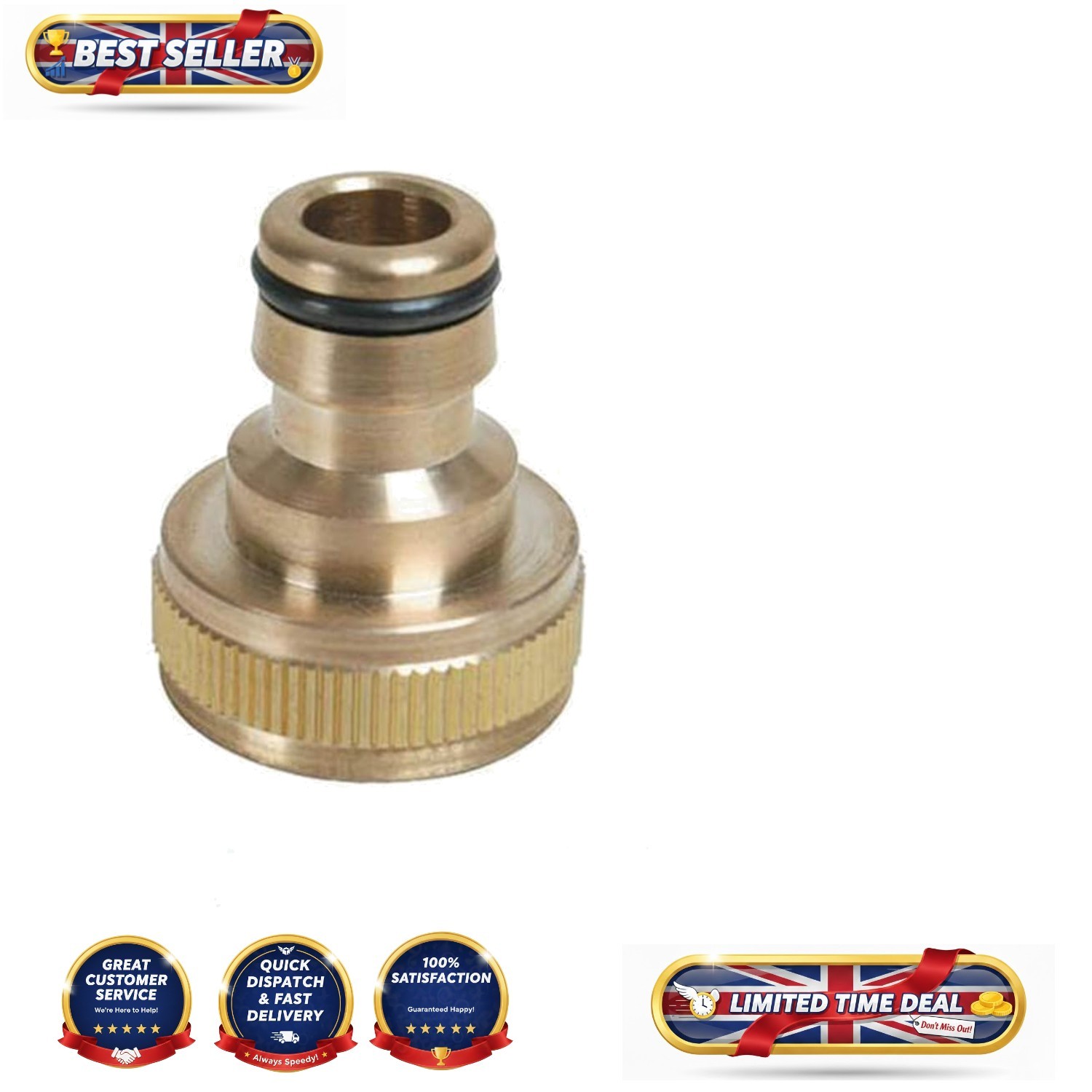Durable 3/4"" BSP to 1/2"" Male Tap Connector - Solid Brass Construction