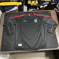 Vintage England National Team Jersey Mens Large Black Soccer Umbro 2000s