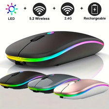 2.4GHz Wireless Optical Mouse USB Rechargeable RGB Cordless Mice For PC Laptop