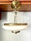 Vintage Chandelier Drop Art Deco Milk Glass Shade Light Fixture for Restoration