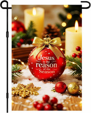 Double-Sided Christmas Garden Flag 12x18" - Jesus Is the Reason for the Season