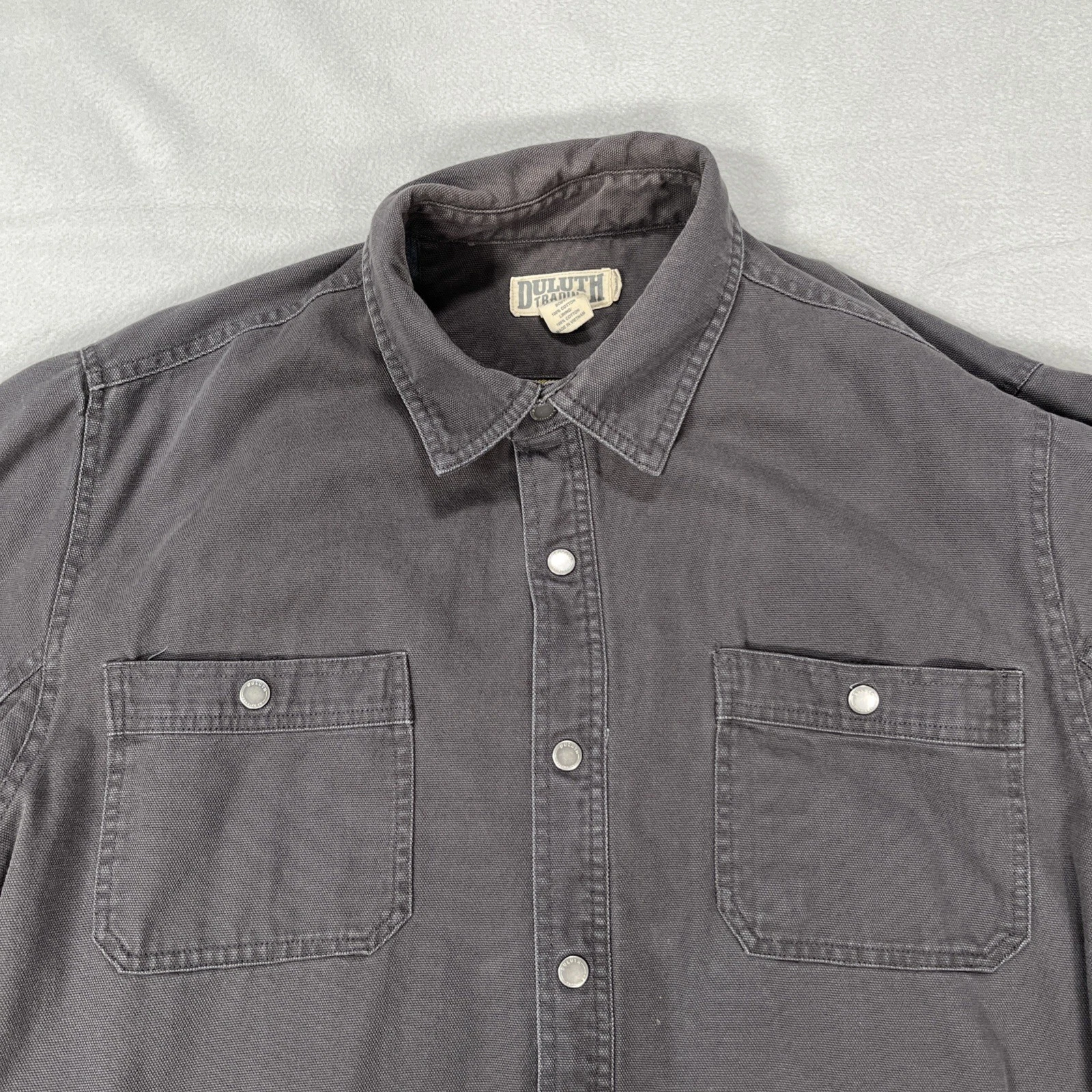 Duluth Trading Co. Jacket Mens 2XL Tall Gray Fire Hose Flannel Lined Pockets image 2