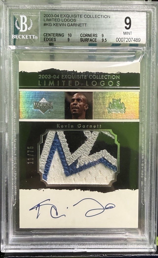Kevin Garnett - 2003-04 Exquisite Collection Limited Logos Patch Auto - BGS 9
