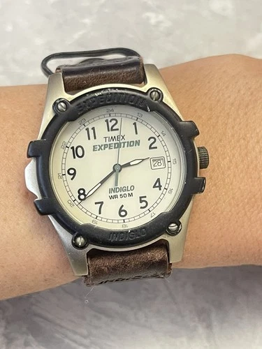 Timex Expedition Indiglo Watch Date WR50 Canvas Strap Vintage FO Men's 401