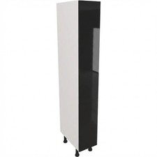 Fully Assembled 200mm Kitchen Gloss Black Tall Larder Unit
