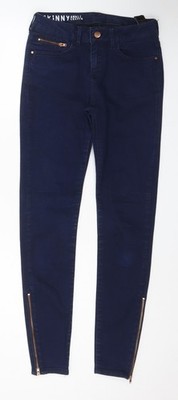 Marks and Spencer Damen Blau Baumwolle Skinny Jeans Größe 10 L28 Normaler Reißverschluss