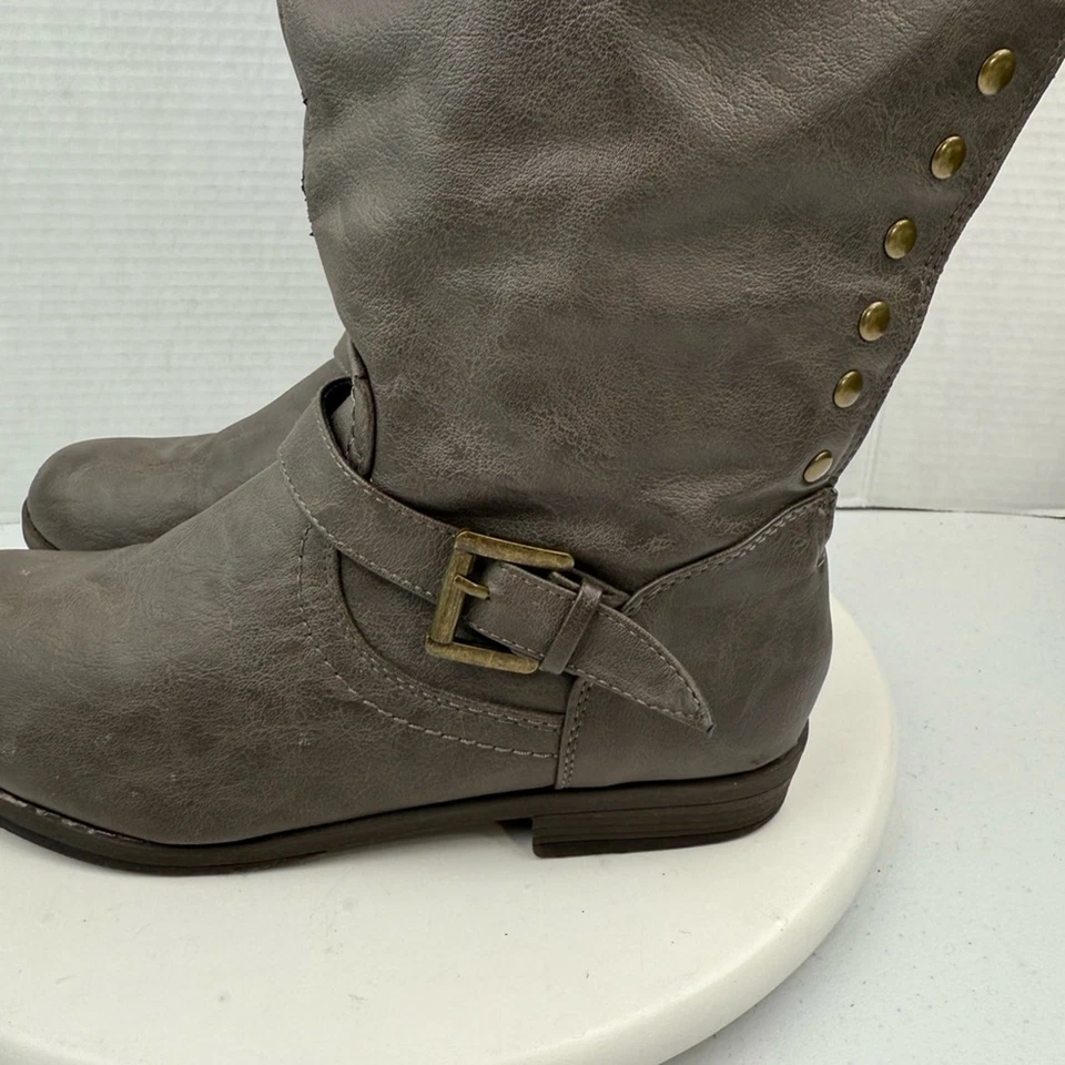 COLECCIÓN JOURNEE Mujer Talla 8.5 Hasta la Rodilla Spokane Taupe Cremallera Botas Marrón Foto 2 de 4
