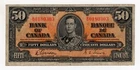 *1937* BANK OF CANADA FIFTY 50 DOLLAR BANK NOTE BH 0180303 NICE BILL GORDON