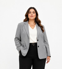 HUGO BOSS Gray Jasewa Virgin Wool Blend 2-Button Blazer Jacket 18 US 22UK 54IT