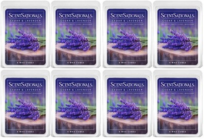 8 ScentSationals CEDAR & LAVENDER Highly Scented Wax Melts Cubes 2.5 oz