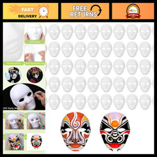 50 Pcs Blank Paper Mache Masks - Paintable DIY Craft for Halloween Parties