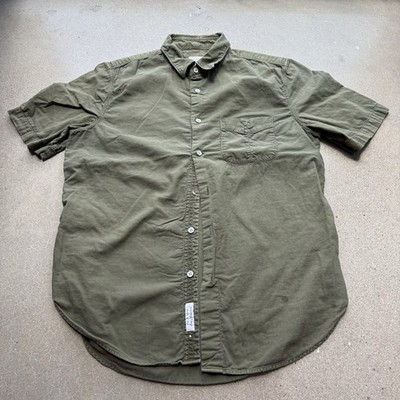 Rag & Bone Standard Issue Mens M Short Sleeve Button Up Shirt Cotton Green