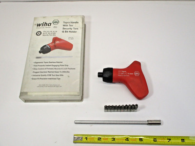 WIHA # 28297 TORX Screw Driver (10) Security Bits Topra Ratchet Handle in EC