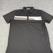 Travis Mathew Polo Shirt Mens 2XL Black Colorblock Stripe Golf Performance