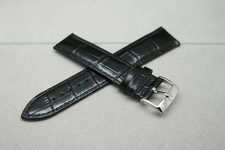 OEM Authentic OMEGA 20mm Black Leather Watch Strap with Silver Buckle