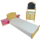 VINTAGE MATTEL 1998 BARBIE LIGHT UP BEDROOM FURNITURE - BED & MIRRORED DRESSER