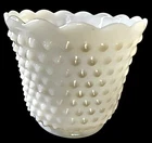 Vintage Fire King Oven Ware Milk Glass Hob Nail Planter