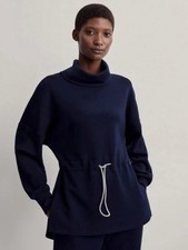 Varley Freya Blue Sky Captain Cowl Neck Sweater with Drawstring - Size S 148