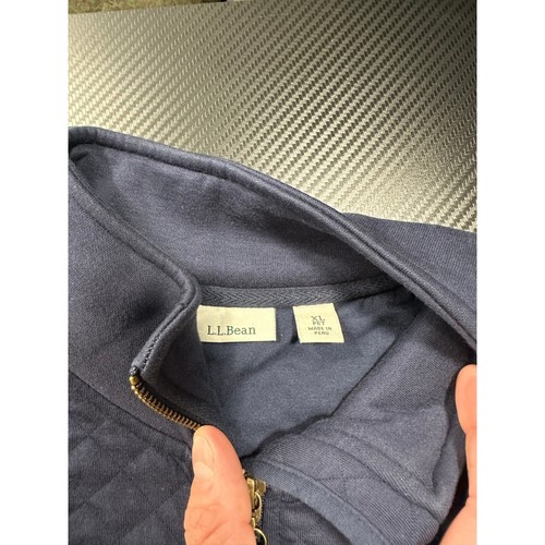 LL Bean Quilted Sweatshirt Navy Blue Full Zip Size XL Petite - Picture 3 of 10