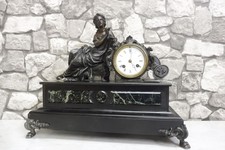 Antique French Clock Mantel Clock Black Marble Old Table Clock