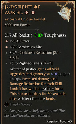   DIABLO 4 SEASON 12   2 GA Judgment Of Auriel   Amulet  