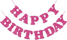 Glitter Rose Red Happy Birthday Banner Birthday Party Decorations Sign Garland B