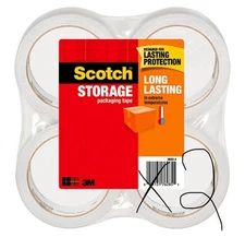 Scotch Long Lasting Storage Packing Tape Clear Storage Tape 4 Pack (LOT OF 2)