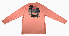 Reel Life Men's Sun Defender Lightweight LS UV T-Shirt Peach/Coral Size Large