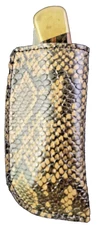 Buck 110 Leather knife sheath Faux Python skin snake  Handmade Pocket Brown