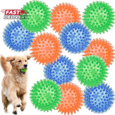 12Pack Squeaky Dog Toys Spiky Dog Balls Cleans Teeth and Promotes Dental and Gum