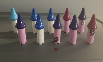 Lego Duplo Lot Of (10) White Pink Blue Purple Castle Tower