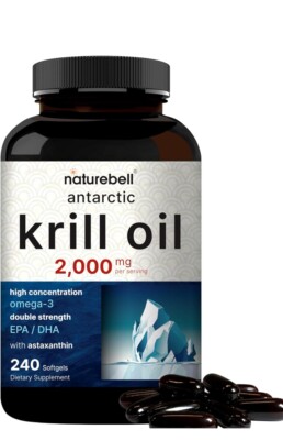 NatureBell Antarctic Krill Oil 2000Mg Supplement, 240 Softgel, Omega-3 - SEALED!