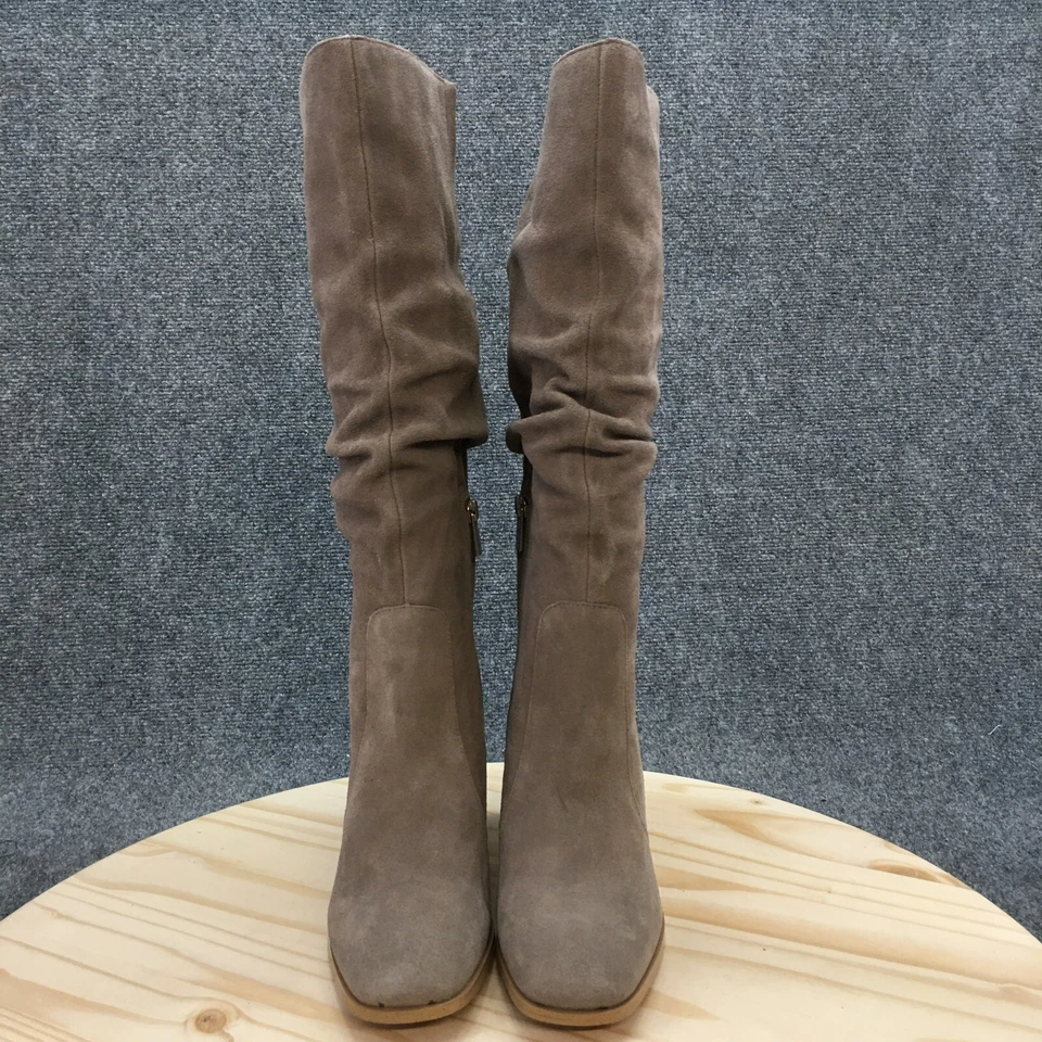 Espléndidas Botas Mujer 9.5 M Gloria Alto Hasta la Rodilla Gris Cuero Cremallera Lateral Tacones Foto 4 de 4