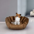 Bronze Plush Dog & Cat Bed Washable Removable Cushion Soft Antibacterial