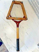 Vintage Rival Wooden Tennis Racket With Press, Rival C-L-C, With Leather Wrapped