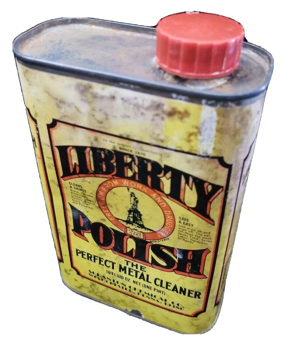 Liberty Polish Metal Cleaner Scranton Chemical Tin Can bottle Vintage