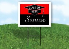 2023 SENIOR RED BLACK 18inx24in Yard Road Sign w/ Stand