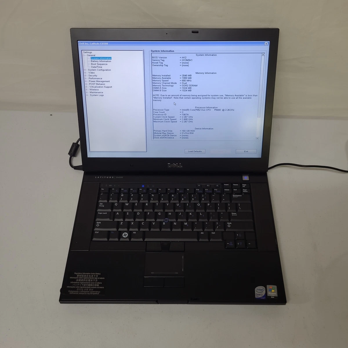 DELL LATITUDE E6500 Intel Core 2 Duo-2x2,53 GHz 4 GB 250 GB 15,4 WXGA