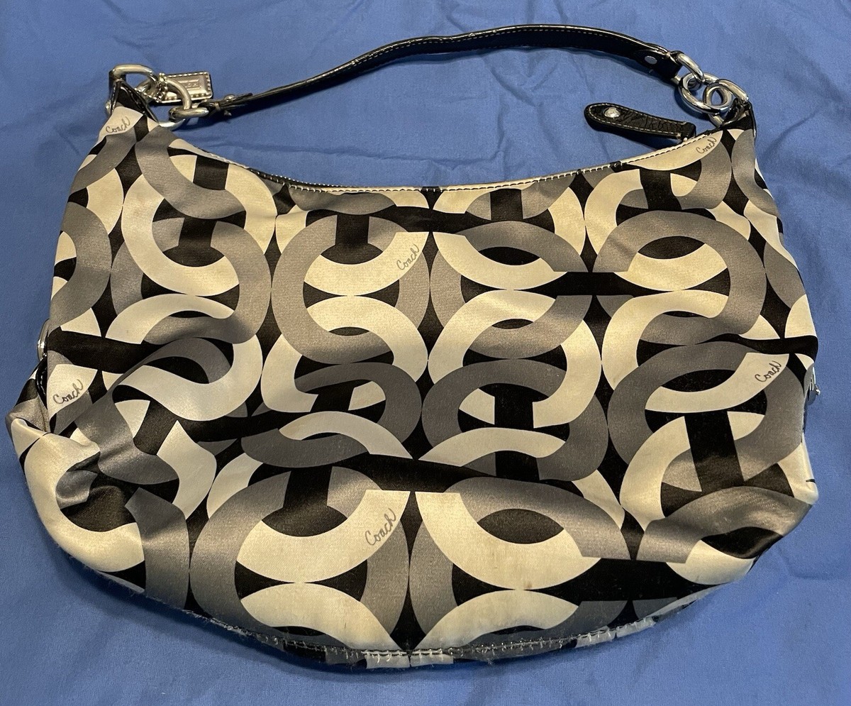 Coach 14291 Shoulder Bag Madison Op Art Chain Link Haley Nylon | eBay