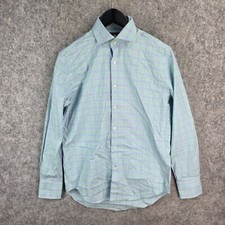 Peter Jackson Shirt Mens Medium Blue Green Check Button Up Long Sleeve 12375