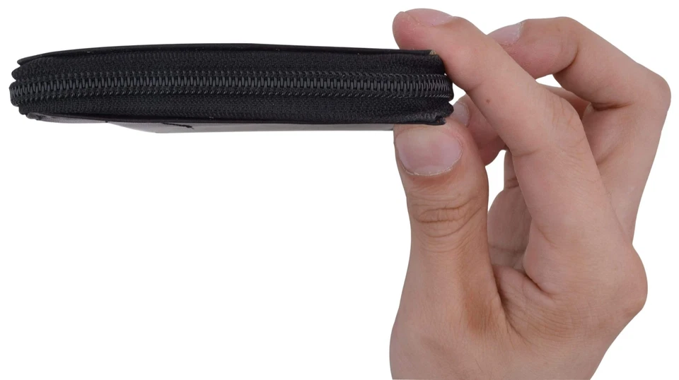 Genuine Leather Men ID Card Zip Around Safe Bifold Hipter Wallet 10 Cards Holder - Image 4 of 4