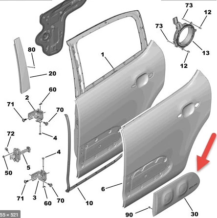 CITROEN C3 SX Rear Right Door Lower Molding 98130940XT New Genuine - Afbeelding 7 van 7