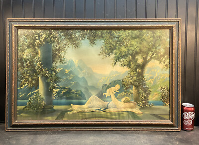 Vtg 1925 Fox-Urgellis LOVE S PARADISE Mom And Baby Lake Sunset Frame Borin Print