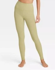 All In Motion Women's XS Leggings Olive Green Ultra High-Rise Rib 27" New