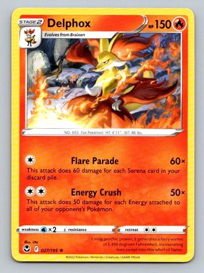 2022 Pokemon Card Silver Tempest Delphox 27/195