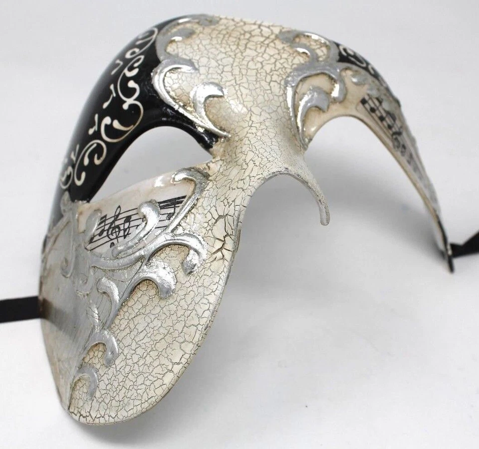 Phantom Der Oper Maskenball Maske Schwarz & Silber Musikalische Noten Halloween - Bild 3 von 4